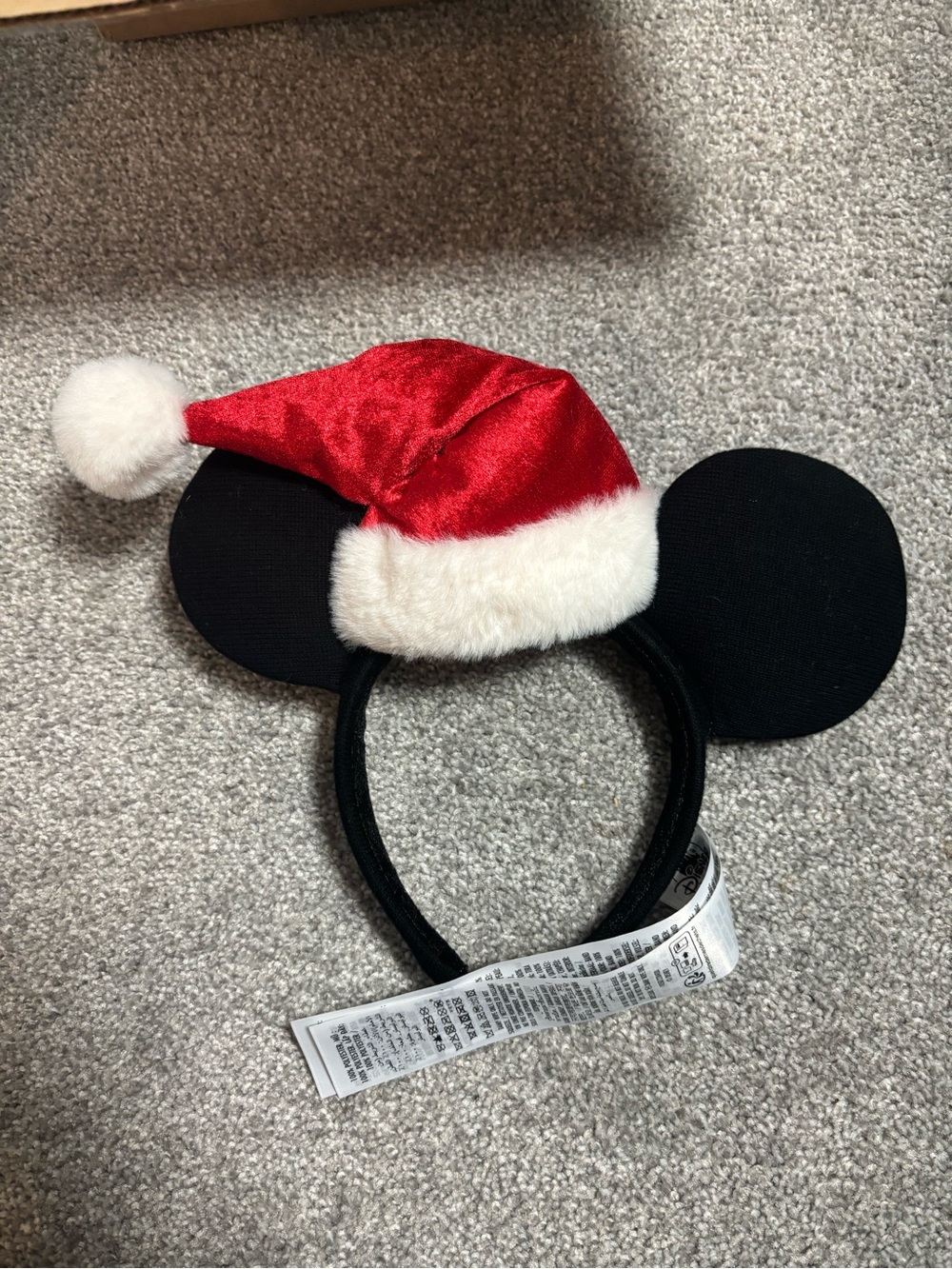 Disneyland - Festive Red Santa Ear Headband with Plush White Trim